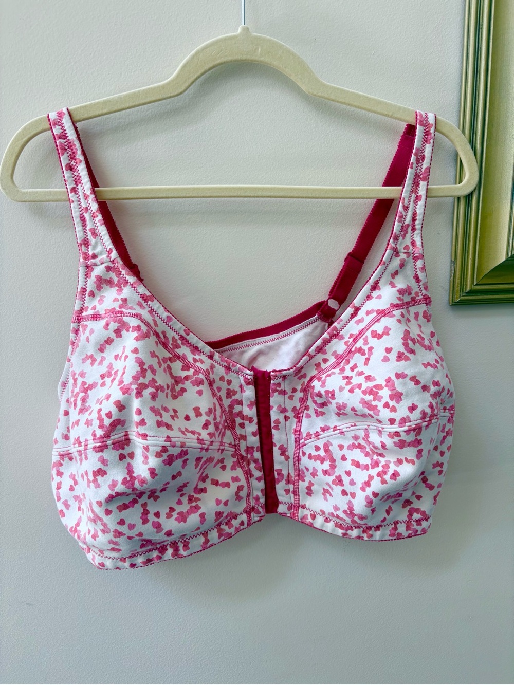 Front-Closure Wireless Bra in Pink Print